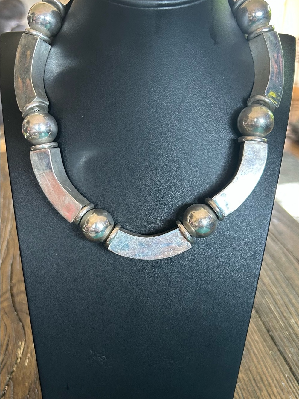 Chunky Taxco Sterling Silver Statement Necklace